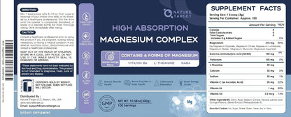 NATURE TARGET Magnesium Powder Supplement for Women & Men, 100 Servings | Magnesium Complex With L-Theanine And Vitamin B6 For Muscle, Heart And Brain Support; Vegan, Sugar-Free, Lemon-Orange Flavor
