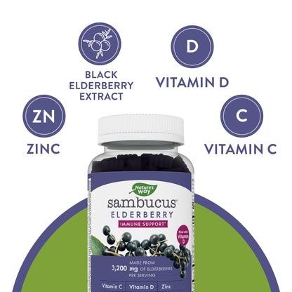 Nature's Way Sambucus Elderberry Gummies - Immune Support Supplement for Kids