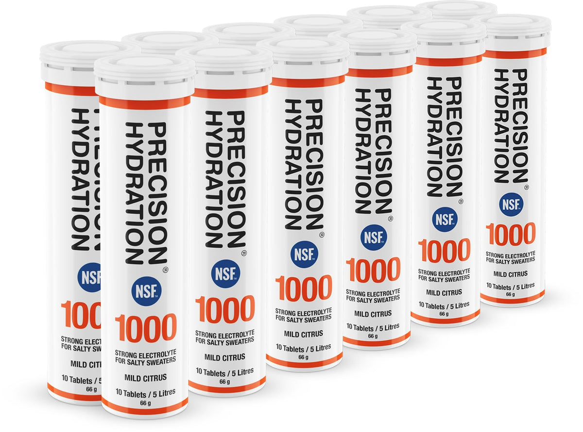 Precision Hydration Electrolyte Tablets - Multi Strength Effervescent Hydration Tablets - Combats Cramp - Low Calorie, Gluten Free, Vegan/Vegetarian Friendly (1 Tube, 1500mg/L - Purple Tube)