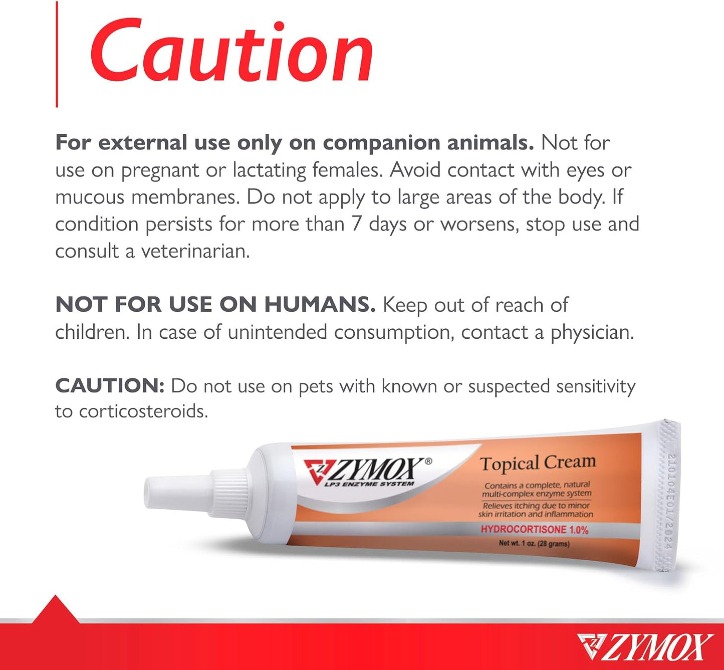 Zymox Veterinarian Strength Topical Cream with 1% Hydrocortisone for Dogs and Cats, 1oz