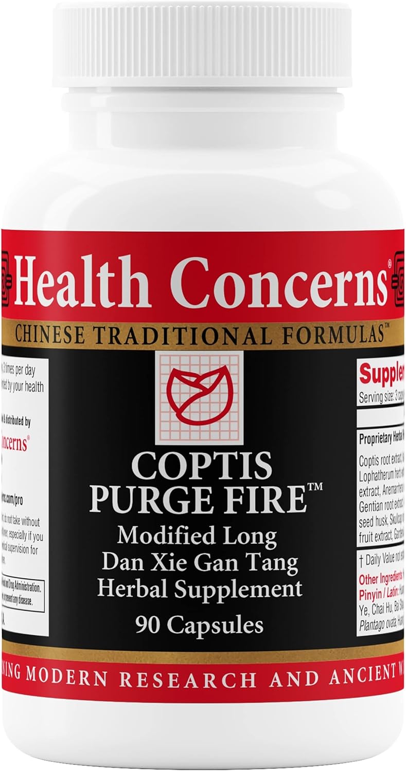 Health Concerns Coptis Purge Fire Formula – Skin, Throat, Sinus & Immune Support Supplement – Herbal Cleanse with Isatis, Skullcap, Licorice – Traditional Chinese Medicine – 90 Capsules