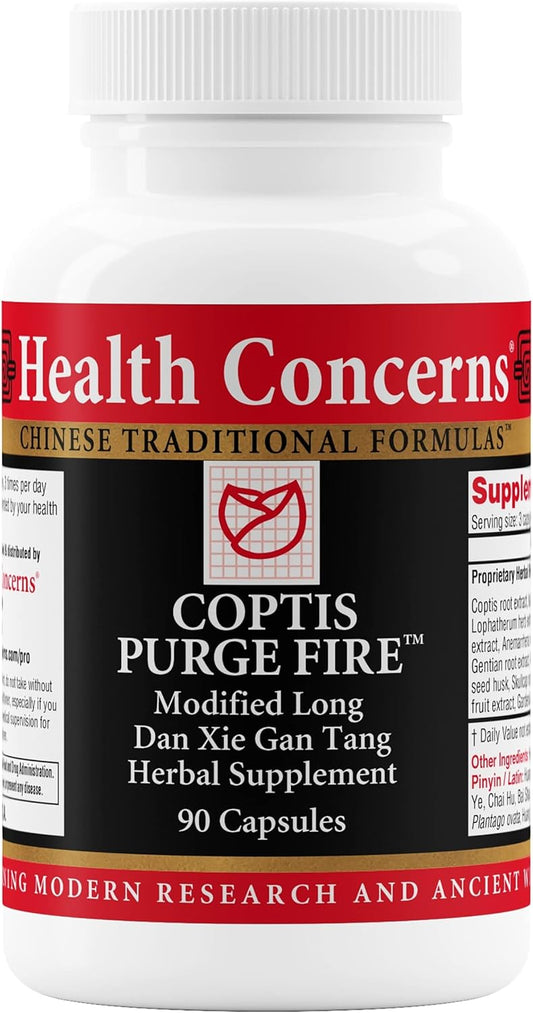 Health Concerns Coptis Purge Fire Formula – Skin, Throat, Sinus & Immune Support Supplement – Herbal Cleanse with Isatis, Skullcap, Licorice – Traditional Chinese Medicine – 90 Capsules
