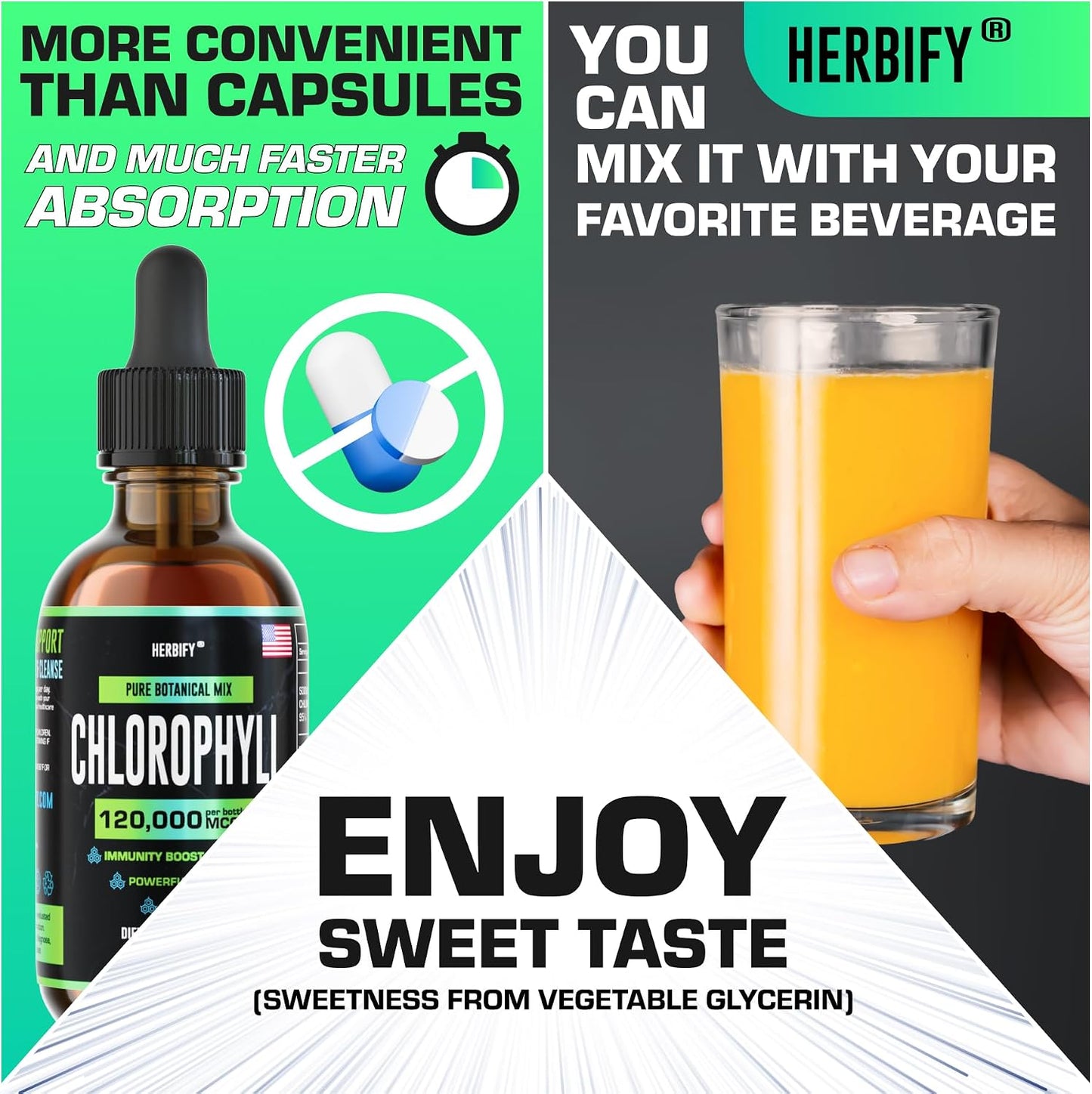 HERBIFY Bundle - Mullein Leaf Extract & Chlorophyll Drops - Lung Cleanse and Respiratory Support & Energy Boost and Immune System Support