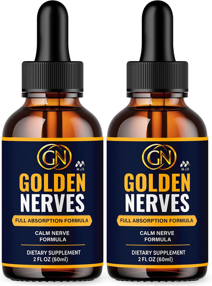Golden Nerves Drops, Golden Nerves Elixir Nerve Support 2-Pack, 60 Servings