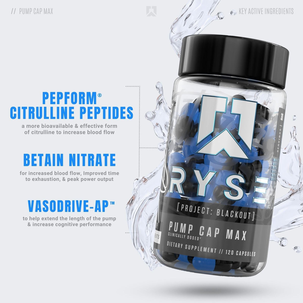 RYSE Up Supplements Project Blackout Pump Cap Max | Stimulant Free Pump Formula