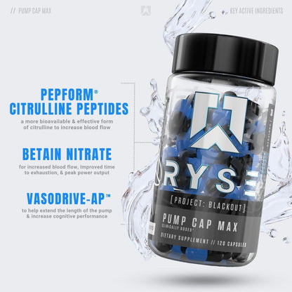 RYSE Up Supplements Project Blackout Pump Cap Max | Stimulant Free Pump Formula