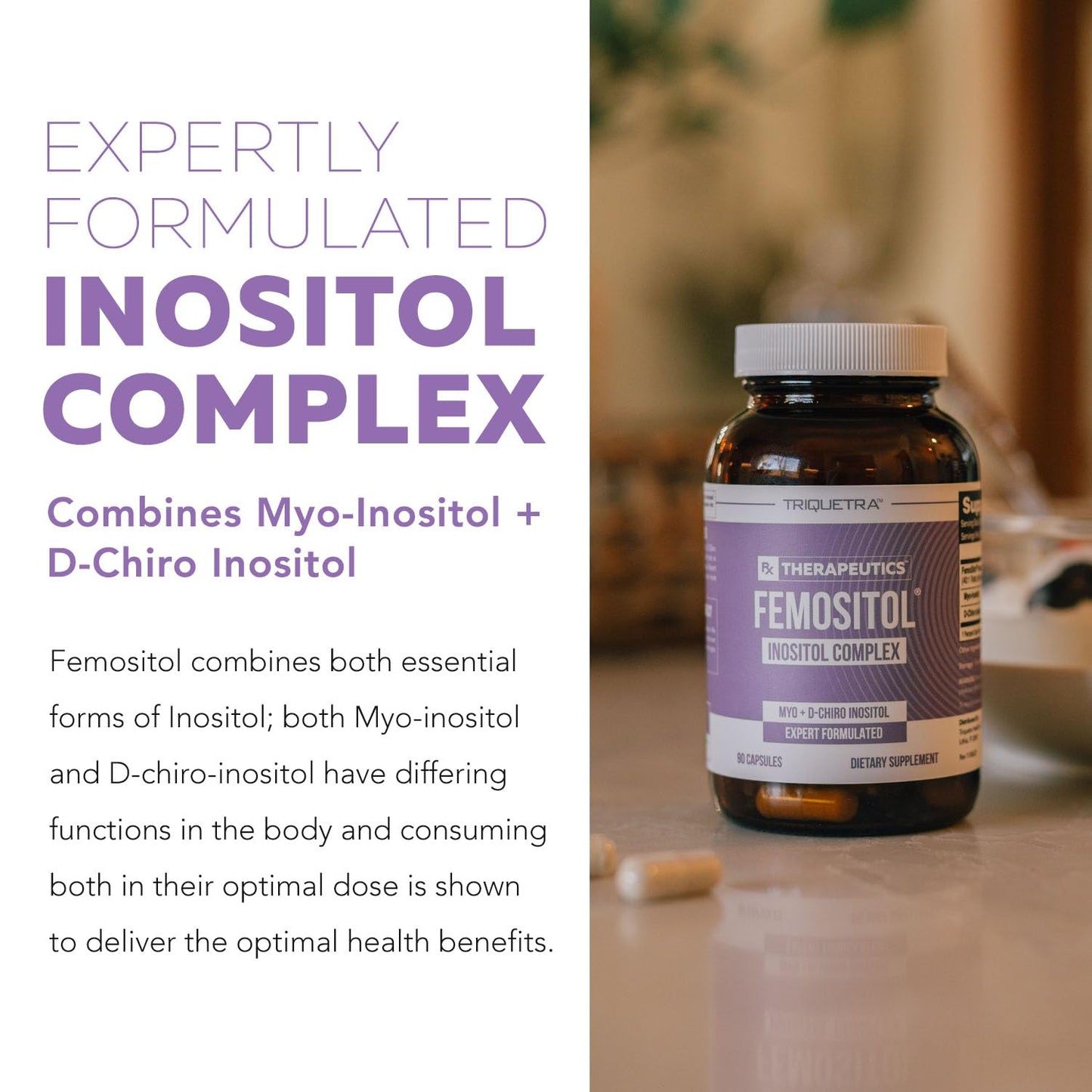 Femositol® Myo-Inositol & D-Chiro Inositol Complex Supplement - Clinically Validated 40:1 Ratio (Vitamin B8)| Hormonal Balance & Healthy Ovarian Function Support (90 Capsules – 30 Servings)