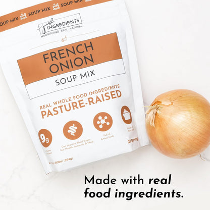 Just Ingredients French Onion Soup Mix Powder - 20 Servings, 9g Protein, Bone Broth, Gut Health
