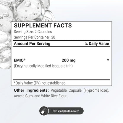 Supersmart - Alpha Glycosyl IsoQuercitrin 200mg per Day - Bioactive Quercetin EMIQ - Flavonoid Supplement | Non-GMO & Gluten Free - 60 Vegetarian Capsules