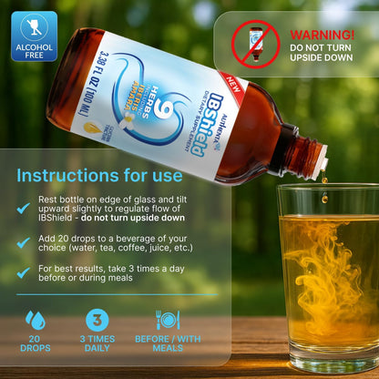 IBShield Tincture 100ml | 6+3=9 Herbs | Iberis Amara, Peppermint, Chamomile, Lemon Balm, Caraway, Licorice, Angelica, Celandine & Mary's Thistle | Original Herbal Formula Supports Digestive Wellness