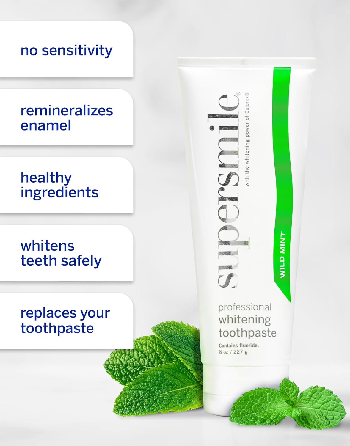 Supersmile Wild Mint Whitening Toothpaste, 8 Oz Tubes, 2-Pack Set