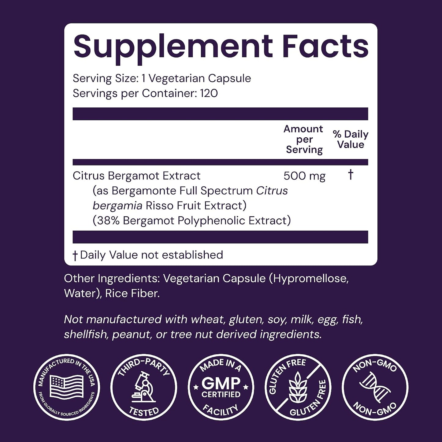 Healthy Origins Citrus Bergamot Bergamonte 500 mg, 120 Veggie Caps
