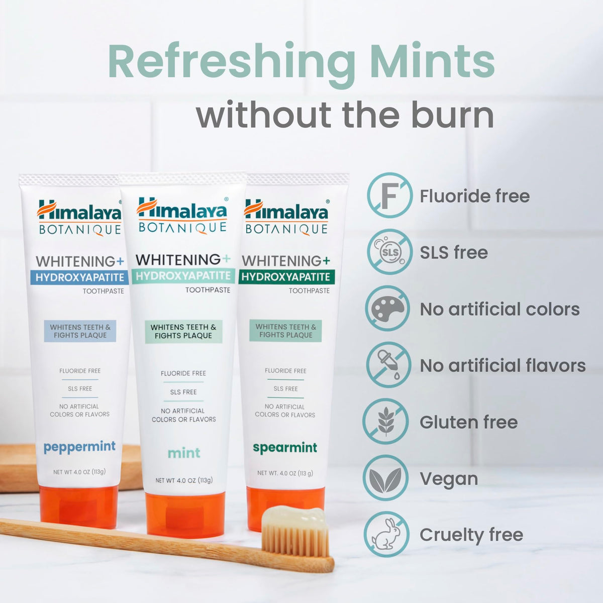 Himalaya Botanique Whitening+ Nano Hydroxyapatite Toothpaste, Mint, 4 oz