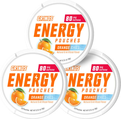 GRINDS Focus Pouches | Naturally Flavored with Nootropic Ingredients | Contains Alpha GPC and L-Theanine | Sugar-Free | 3 Pack | 18 Pouches Per Can | Blue Raspberry