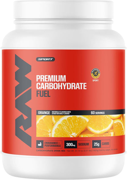 RAW Fuel, Premium Endurance Supplement Powder, Orange (60 Servings) - Peak Performance, Hydration & Stamina During Workouts, Training or Competition - 24g of Carbohydrates & 300mg of Sodium