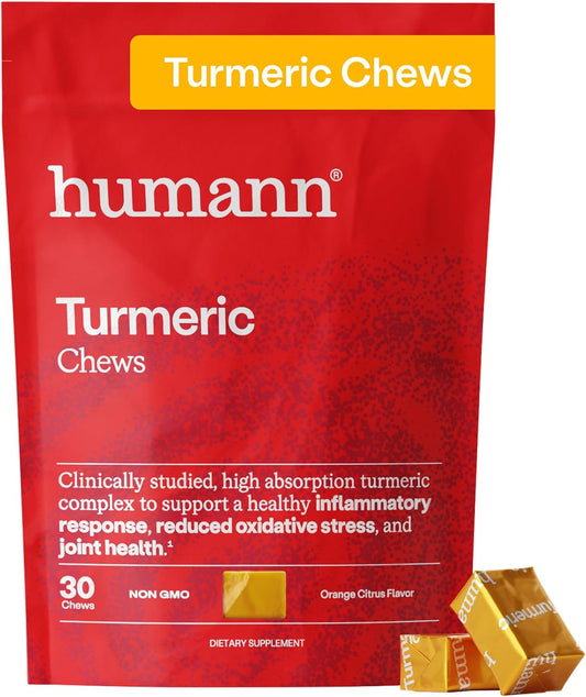 HumanN Turmeric Chews Supplement – Clinically Studied High Absorption Curcumin Complex - Orange Citrus Flavor – from SuperBeets Makers – Joint Health – 30 Count