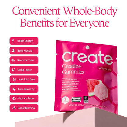 Create Creatine Gummies – Single-Serve Packs – 30ct – Variety Pack | NSF Certified for Sport – Made with Creatine Monohydrate, Vegan & Gluten-Free, Anti-Melting Formula, 3 Gummies per Pack