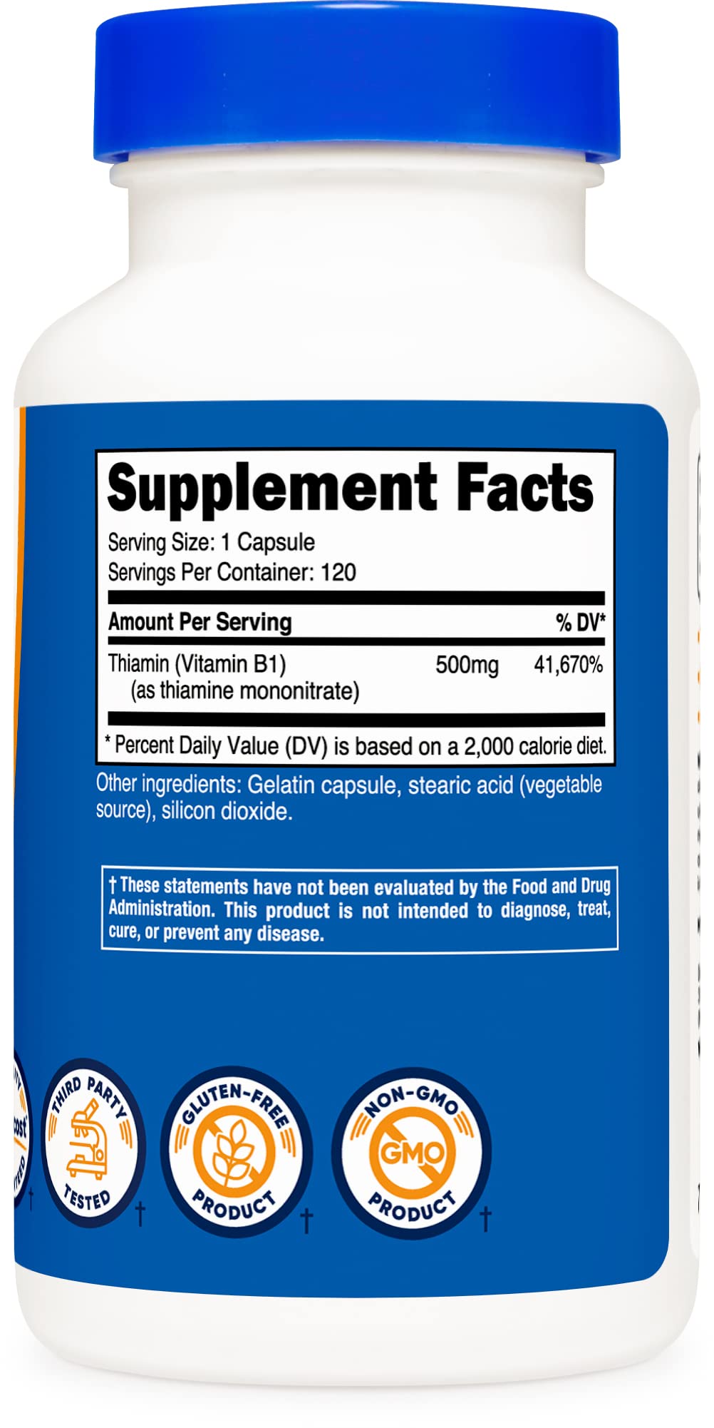 Nutricost Vitamin B1 (Thiamine) 500mg, 120 Capsules