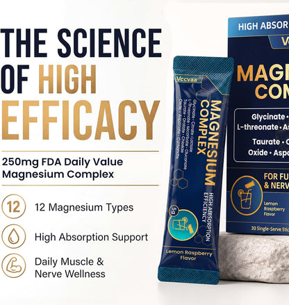 Magnesium High Absorption Supplement | Glycinate, Citrate, Malate, Taurate & More | Sleep Support, Muscle Cramp Relief, Stress (5.29 Ounce (Pack of 1), Magnesium Complex Powder)