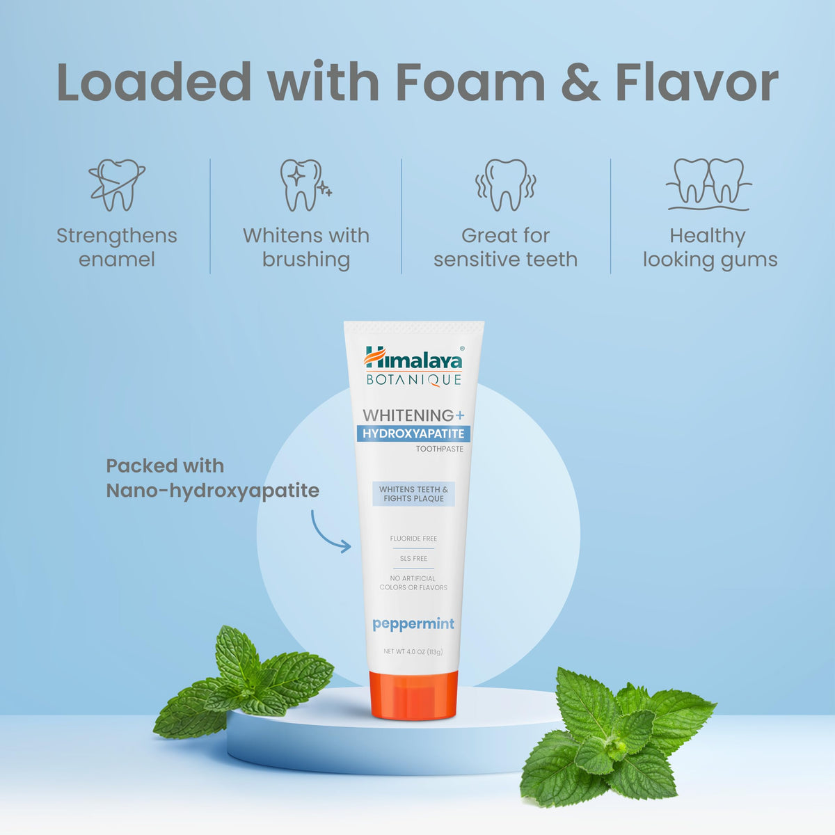 Himalaya Botanique Whitening+ Nano Hydroxyapatite Toothpaste, Mint, 4 oz