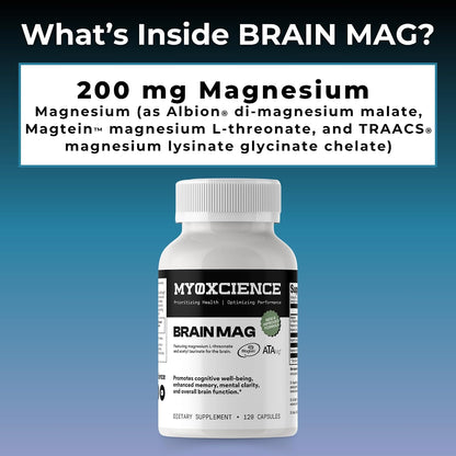 Magnesium L-Threonate + Mag Acetyl-Taurate (ATA Mag) + Mag Glycinate | Promotes Cognitive Well-Being, Enhanced Memory, Mental Clarity and Overall Brain Function | 120 Capsules