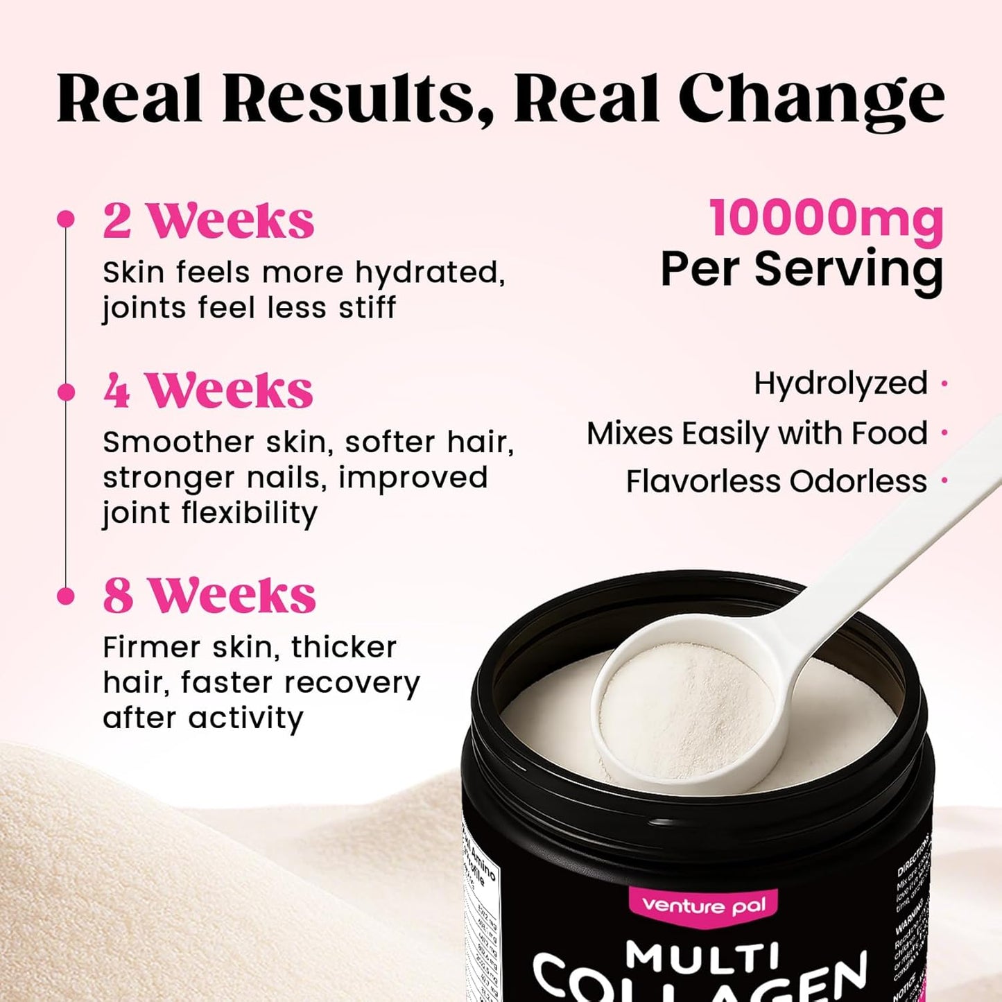 Multi Collagen Powder Type I II III V X, Hydrolyzed Collagen Peptides | With MSM, Glucosamine Chondroitin, Hyaluronic Acid & Vitamin C to Support Skin, Hair, Nails & Joint Health, Unflavored