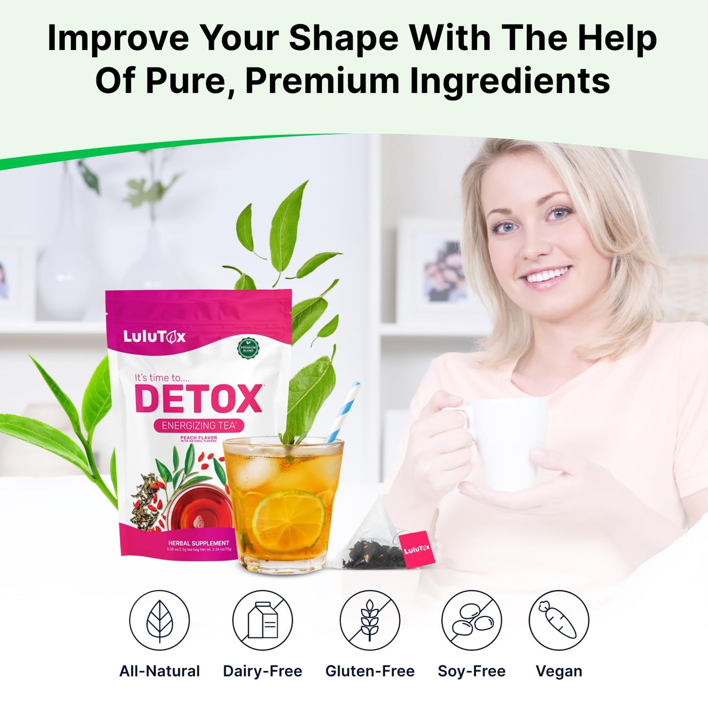 Lulutox Herbal Tea Bundle – Chamomile Lavender Herbal Tea (28 Tea Bags) & Peach Herbal Tea (84 Servings) – Caffeine-Free Herbal Tea Variety Pack