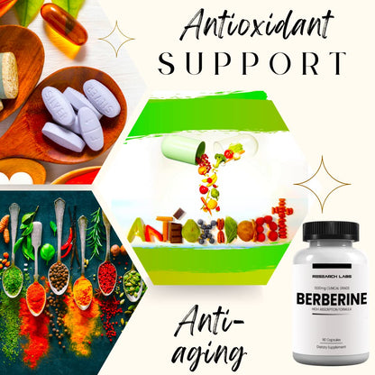 Research Labs 2 Fer 1 Ad - 1500mg Clinical Grade Berberine High Absorption Formula & BerberQuil™ Support. 180 Total Capsules. 500mg Each Capsule