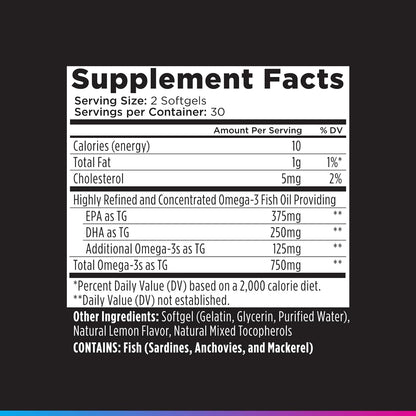 Livingood Daily Fish Oil Omega 3 Supplement, EPA and Dha from Wild Caught Fish, Omega 3 Fatty Acids for Heart, Brain, and Joint Health for Men and Women, Gluten Free, 30 Day Supply, 60 Softgels