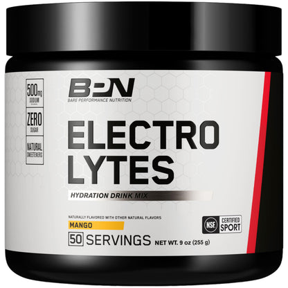 BARE PERFORMANCE NUTRITION BPN Electrolytes Hydration Drink Mix | Sugar Free Electrolyte Powder | 500mg Sodium per Serving | Naturally Sweetened | Lemon Lime, 50 Servings | Zero Sugar, 500mg Sodium per Serving, Naturally Sweetened