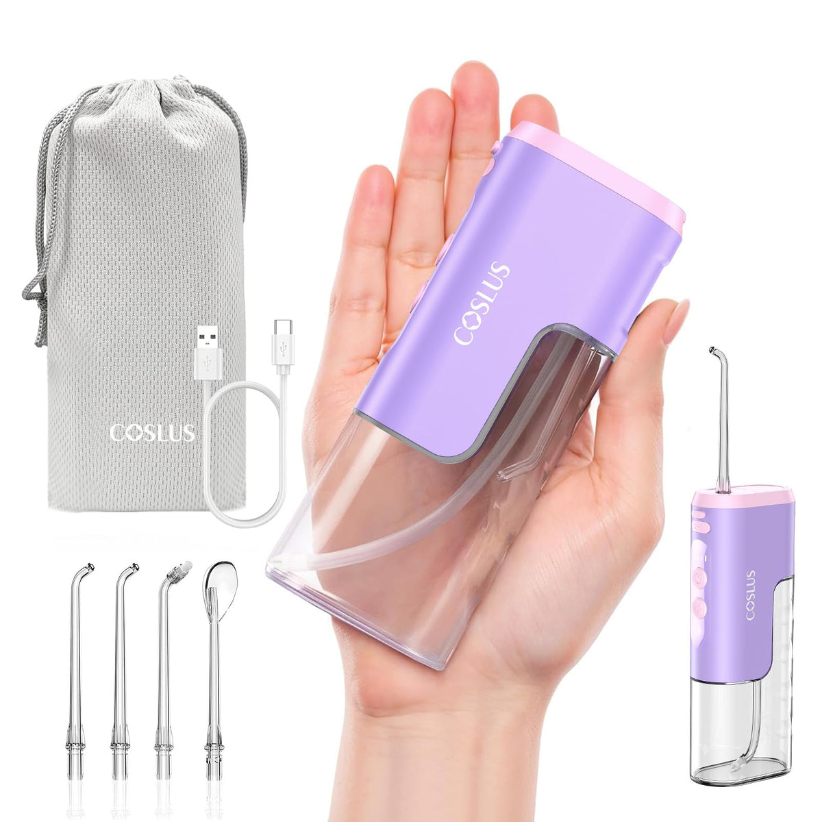 COSLUS T40 Mini Water Flosser for Travel, Portable Compact Design, Balck