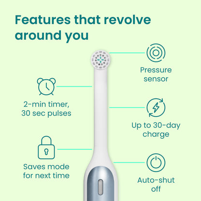 Quip Rev Oscillating Electric Toothbrush, Mirror Mount, Travel, Blue Stone