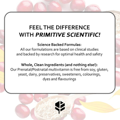 Primitive Scientific Prenatal and Postnatal Multivitamin for Women, with Vitamins A, B, C, D, E, Iodine, and Ginger for Mother & Baby Support, Non-GMO, Gluten-Free (120ct)