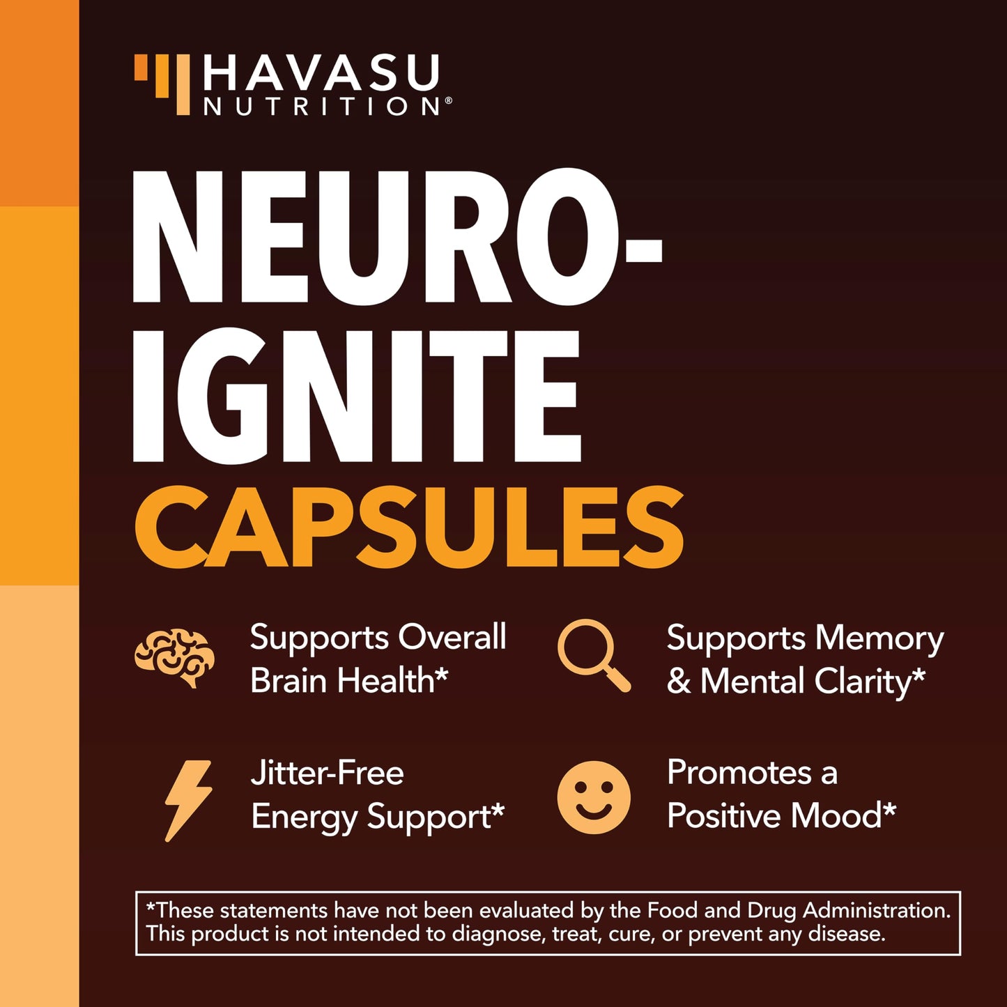 NeuroIGNITE Nootropic Brain Supplement for Memory and Focus, 30 Count | Vegan, Non-GMO Nootropic with Bacopa, Ginkgo Biloba, St. John's Wort for Cognitive Health and Mental Clarity, 30 Servings