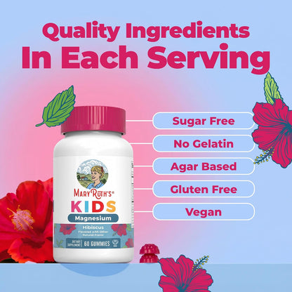 MaryRuth's Kids Magnesium Gummies | 50mg Magnesium Citrate Gummies for Kids 4+ | Bone Health | Calcium Absorption | Essential Mineral | Vegan | CLP Certified | Sugar Free | 60 Count | 2 Month Supply