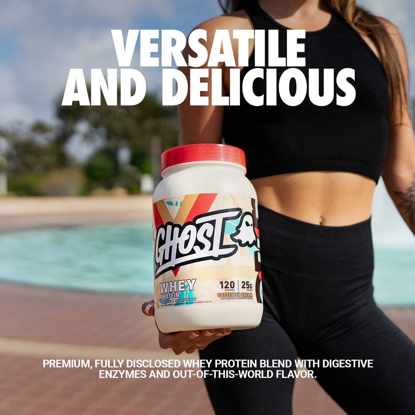 GHOST Whey Protein Powder, Cinnabon - 2LB, 25G of Protein - Cinnamon Roll Flavored Isolate, Concentrate & Hydrolyzed Whey Protein Blend - Post Workout Shakes - Soy & Gluten Free