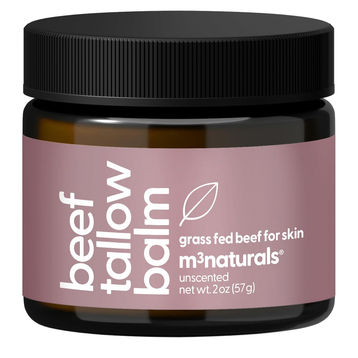 M3 Naturals Grass Fed Beef Tallow and Honey Balm for Face (Unscented, 2oz)