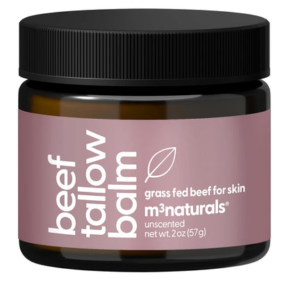 M3 Naturals Grass Fed Beef Tallow and Honey Balm for Face (Unscented, 2oz)