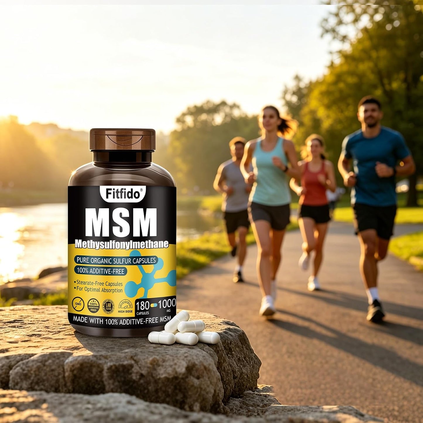 MSM Capsules 1000mg, 99.9% Pure Organic Sulfur, 180 Count | Joint Support, Hair Skin & Nails, Stearate-Free, No Fillers, Daily Wellness, Third-Party Tested, Non-GMO, Gluten Free
