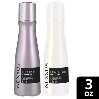 Nexxus Travel Shampoo and Conditioner, Therappe & Humectress, 3 Oz Ea | Ultimate Moisture Protein Treatment for Dry, Damaged Hair with Elastin Protein & Green Caviar | Hair Products for Women & Men