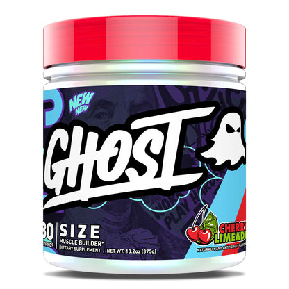GHOST Size Muscle Builder Dietary Supplement - Cherry Limeade, 30 Servings – Support Muscle Growth & Strength Building for Men & Women - Creatine & Betaine - Free of Sugar & Gluten