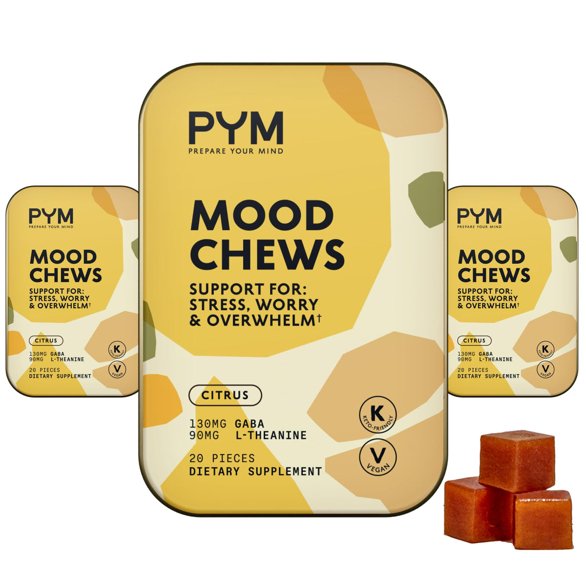 PYM Berry Mood Chews (20 Count) | Stress & Mood Support Supplement