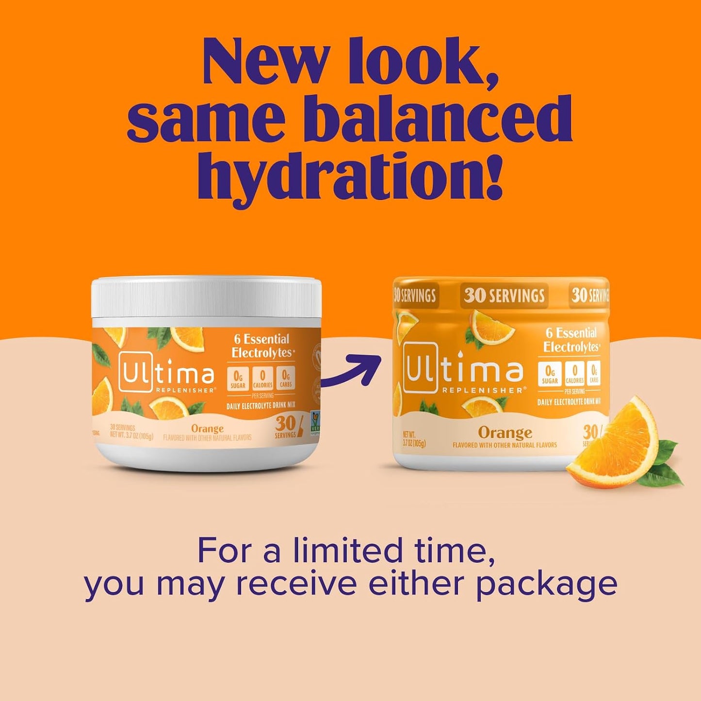 Ultima Replenisher Electrolyte Powder Drink Mix Bundle – Sugar Free – Orange, 30 Serving Canister and 20 Stickpacks – 6 Electrolytes and Minerals – Keto Friendly, Vegan, Non-GMO