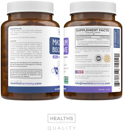 High Absorption Magnesium Bisglycinate Capsules - Clinically Validated Buffered and Chelated Magnesium Supplement - 1 Daily Vegan Capsule with Lab Verified Gentle 200mg Serving (4 Month Supply)
