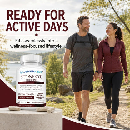 Approved Science Stonexyl - Herbal Support for Kidney Stones - 60 Capsules - Chanca Piedra - High Absorption -1 Month Supply - Vegan