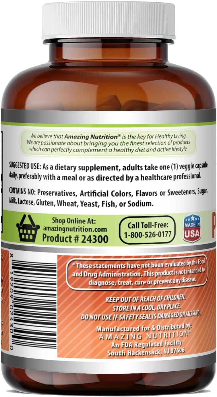 Amazing Formulas Psyllium Husk 750mg Veggie Capsules Supplement | Non-GMO | Gluten Free | Made in USA | Suitable for Vegetarians (120 Count)