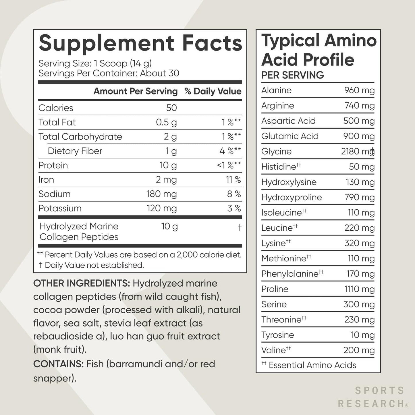Sports Research Marine Collagen Peptides Powder - Sourced from Wild-Caught Fish, Pescatarian Friendly, Keto Certified & Non-GMO Tested - Easy to Mix in Water or Juice! (34 Servings)