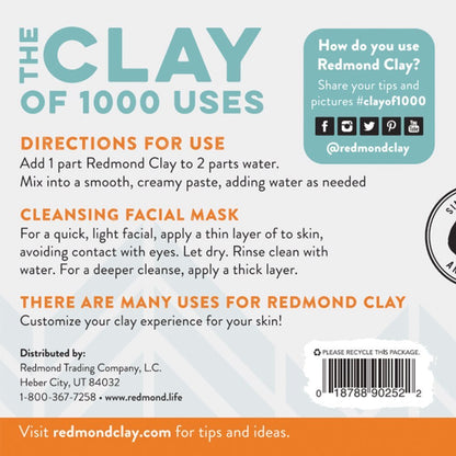 REDMOND Clay - Bentonite Clay of 1000 Uses, Soothing Facial Mask, 10 Ounce (1 Pack)