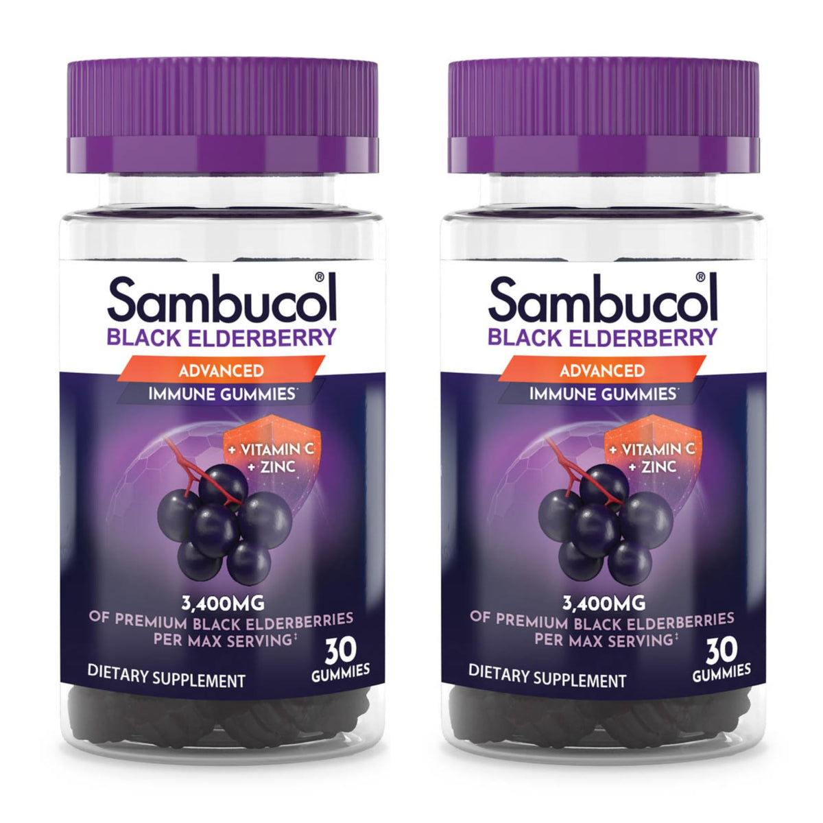 Sambucol Black Elderberry Gummies with Vitamin C & Zinc - Sambucus Elderberry 
