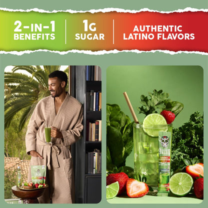 Salud 2-in-1 Greens Powder + Superfood Drink Mix, Strawberry Lime | 20+ Fruits and Veggies, Probiotics, Prebiotics, Supports Digestive Health, Bloating Relief, Vegan (15 Servings)
